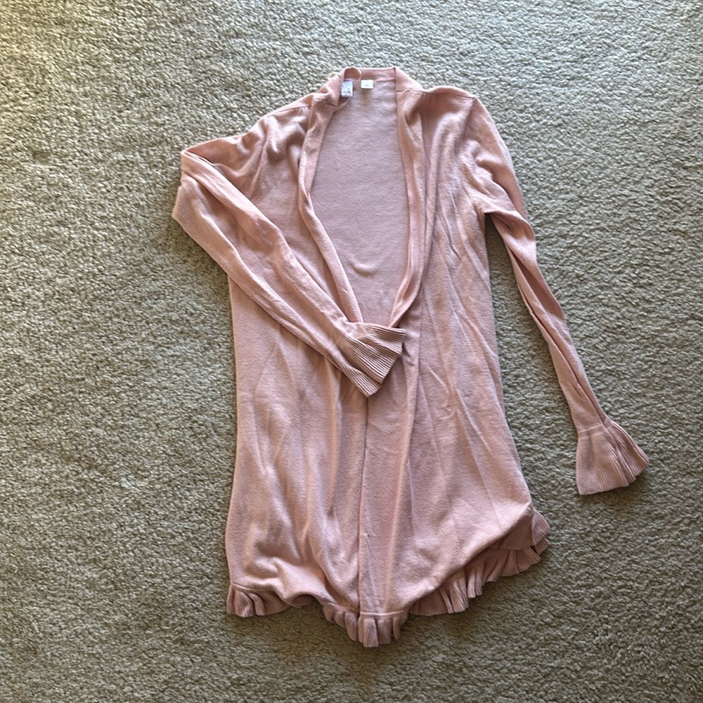 PINK RUFFLE CARDIGAN